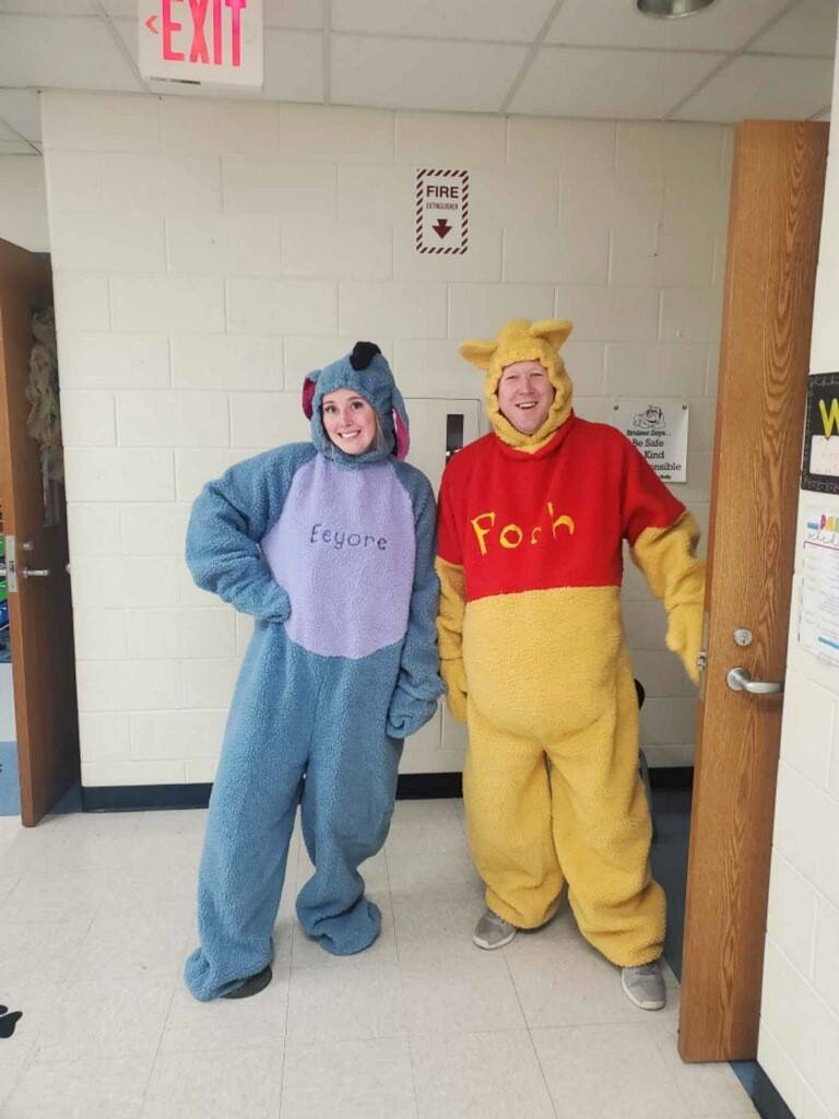Staff Dressed up at Winnie the Pooh and Tigger