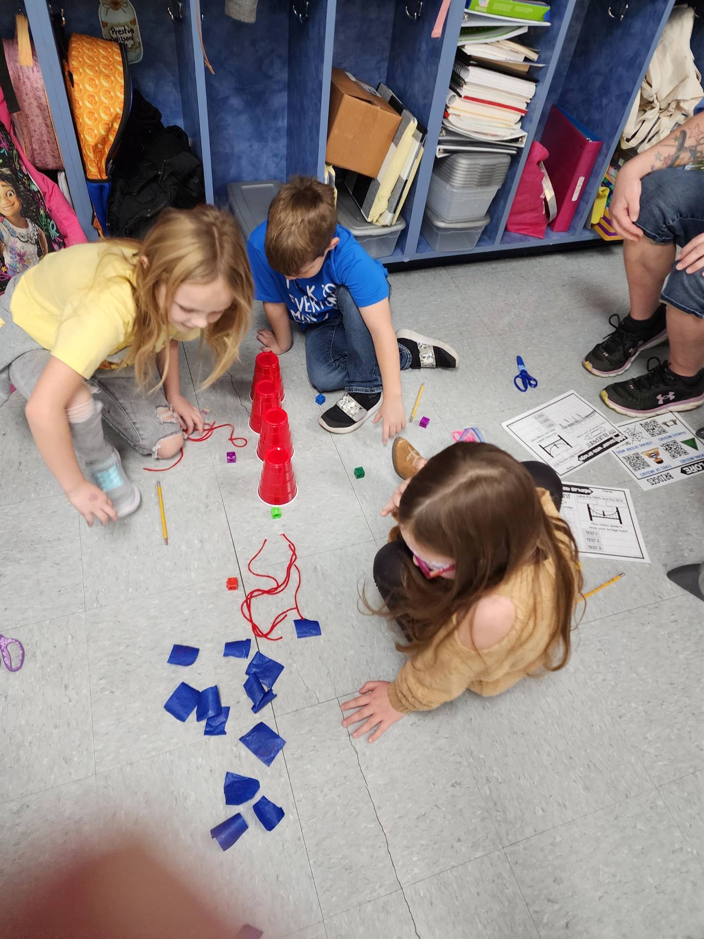Mrs. Liston’s 1st graders built spider web bridges