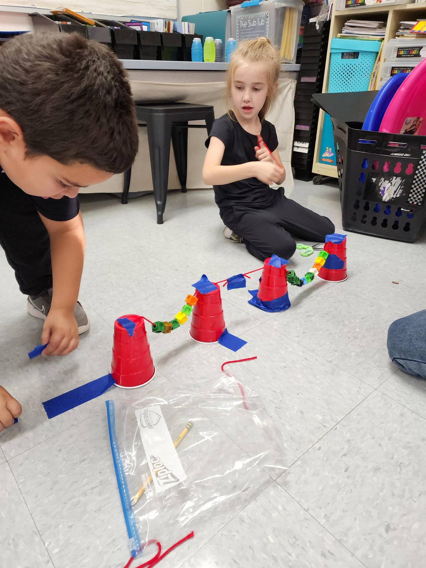 Mrs. Liston’s 1st graders built spider web bridges