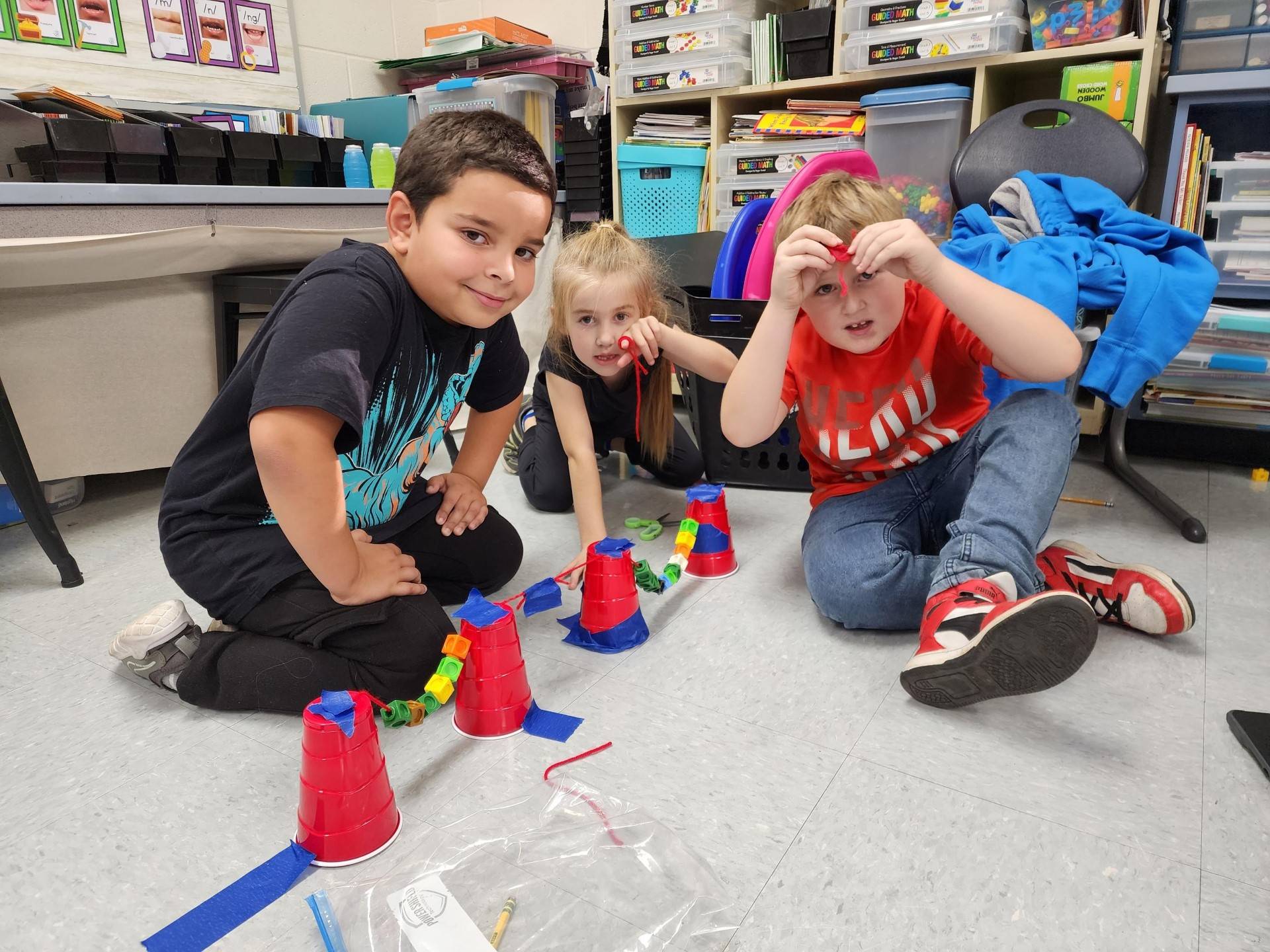 Mrs. Liston’s 1st graders built spider web bridges